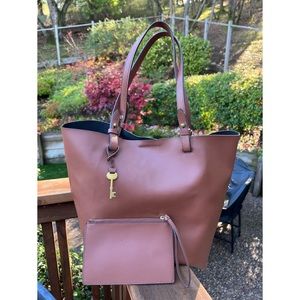 Fossil Brown Leather Tote